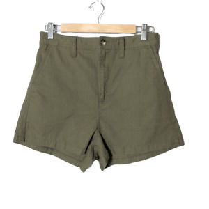 Madewell Sz M Olive Army Green High Waist Camp Shorts Pockets